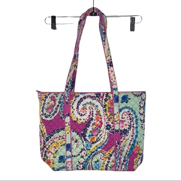 VERA BRADLEY RETIRED Wildflower Paisley Iconic Small Vera Tote - Picture 5 of 8